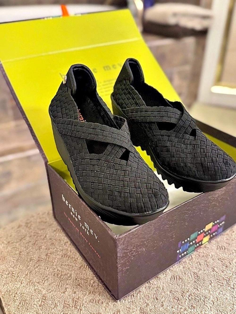 Bernie Mev. Lulia Wedge. Black Wedge Slip-On Shoes Like New